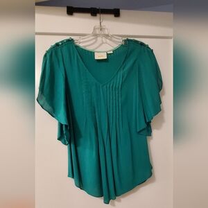 Maeve Green Flutter Sleeve Blouse